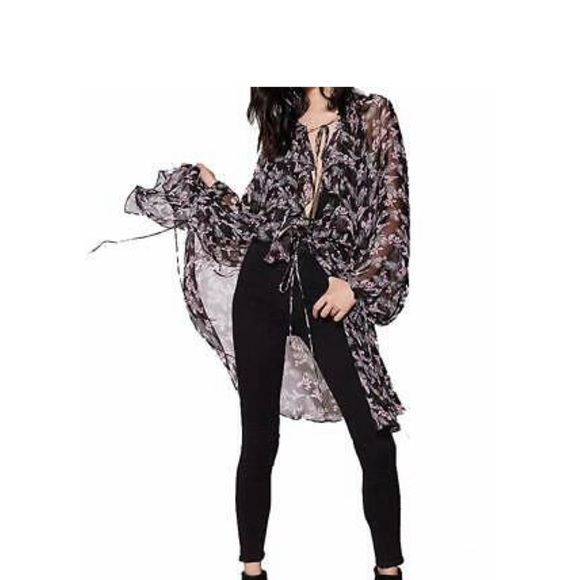 Victoria's Secret Other - Victoria's Secret Black and White Floral Sheer Top